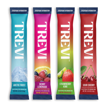 TREVI™ Everyday Sugar Free Electrolytes - Essential Drink Mix Hydration Powder Packets - 20 Count - Favorites Variety Pack - Sour Cherry, Strawberry Kiwi, Berry Lemonade, Arctic Frost - dailyvitalstore