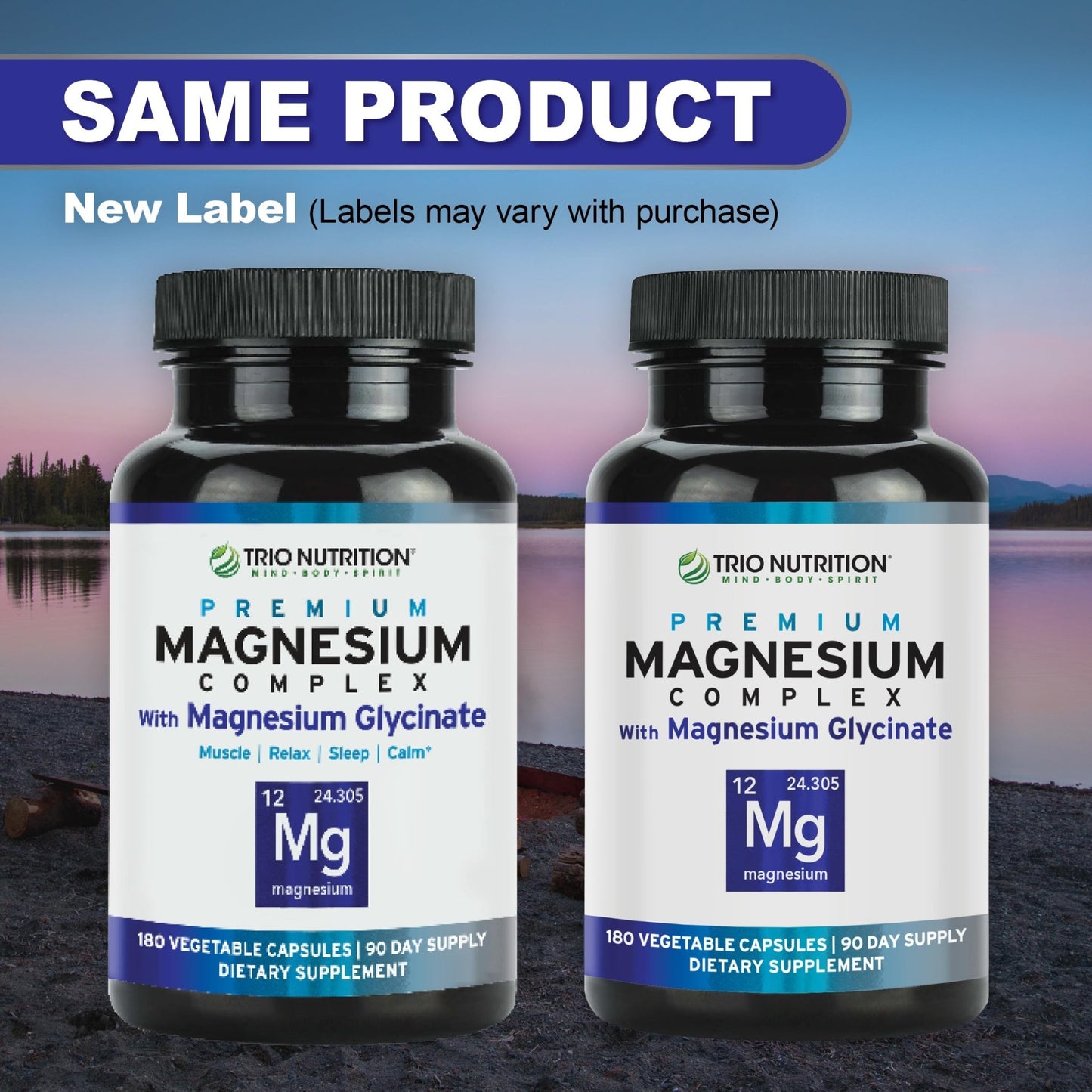Trio Nutrition Magnesium Complex 90 Day Supply 420 mg | Natural Calm, Relax, Stress Relief, and Muscle Recovery |Magnesium Glycinate Supplement with Vitamin B6 for Rapid Absorption* - dailyvitalstore