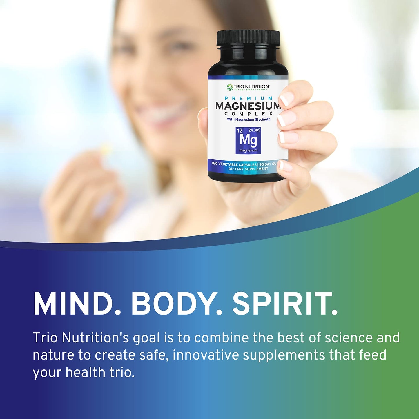 Trio Nutrition Magnesium Complex 90 Day Supply 420 mg | Natural Calm, Relax, Stress Relief, and Muscle Recovery |Magnesium Glycinate Supplement with Vitamin B6 for Rapid Absorption* - dailyvitalstore