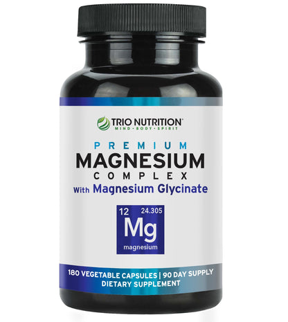 Trio Nutrition Magnesium Complex 90 Day Supply 420 mg | Natural Calm, Relax, Stress Relief, and Muscle Recovery |Magnesium Glycinate Supplement with Vitamin B6 for Rapid Absorption* - dailyvitalstore