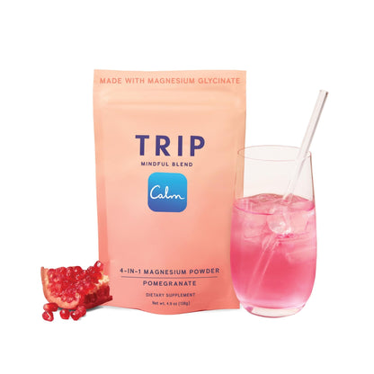 TRIP Magnesium Glycinate Powder with L-Theanine & Lion’s Mane, Sugar Free Magnesium Supplement for Adults, 250mg Magnesium per Drink Mix Serving, Pomegranate Orange Blossom, 1 Bag - 30 Servings - dailyvitalstore