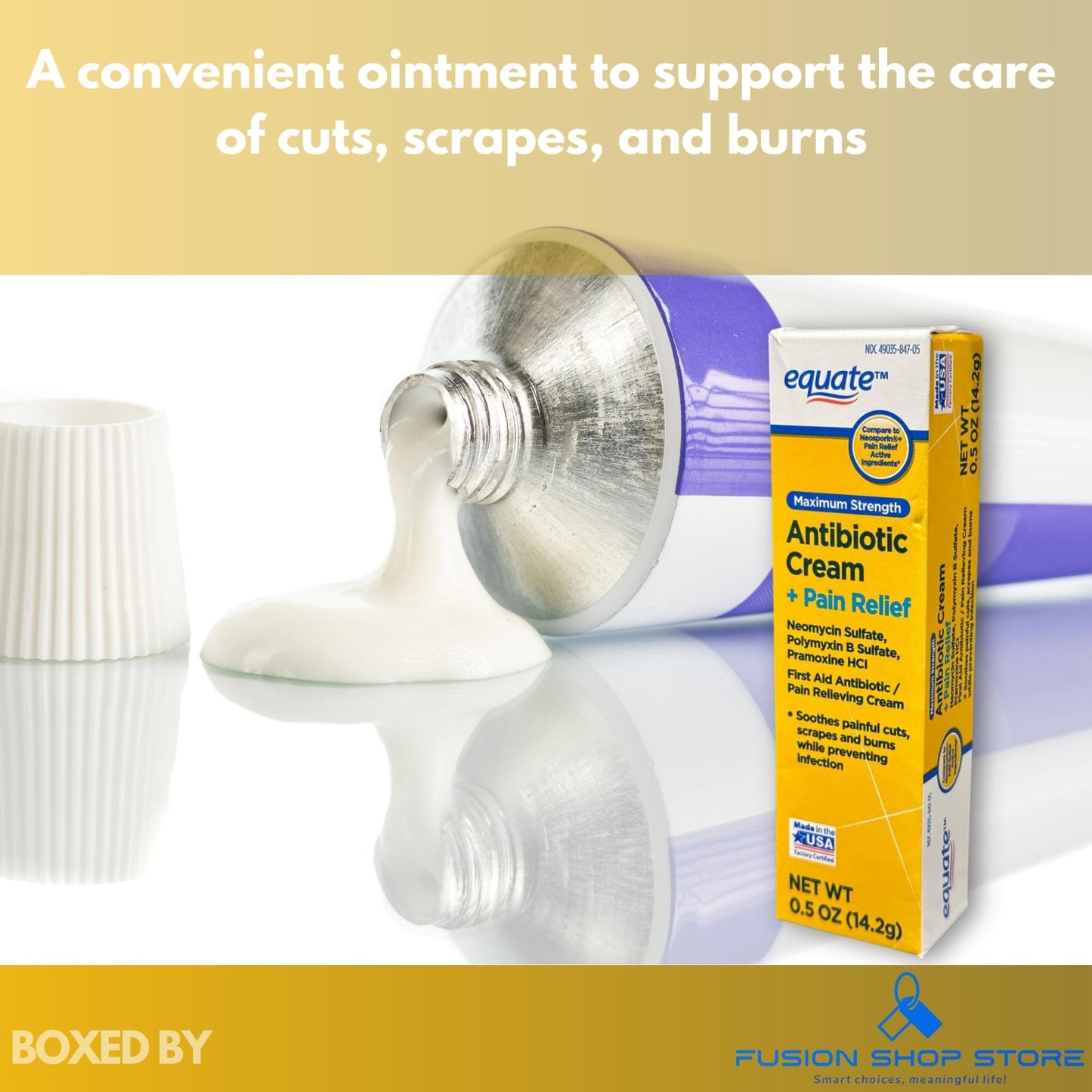 Triple Antibiotic Ointment- Maximum Strength with Topical Analgesic, 0.5 oz (Pack of 1), Boxed by Fusion Shop Store - dailyvitalstore