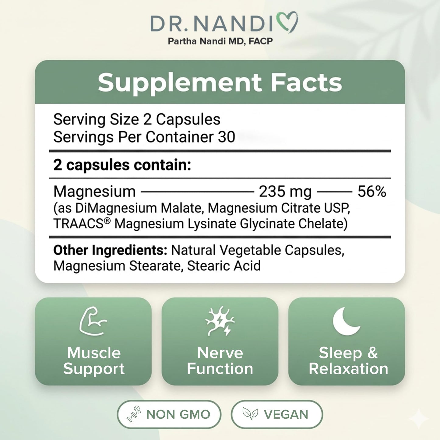 Triple Magnesium Citrate, Malate & Glycinate Complex Supplement – Supports Sleep, Stress, Muscle, Nerve & Heart Health – Advanced High-Absorption Formula – 235mg – 60 Capsules - dailyvitalstore