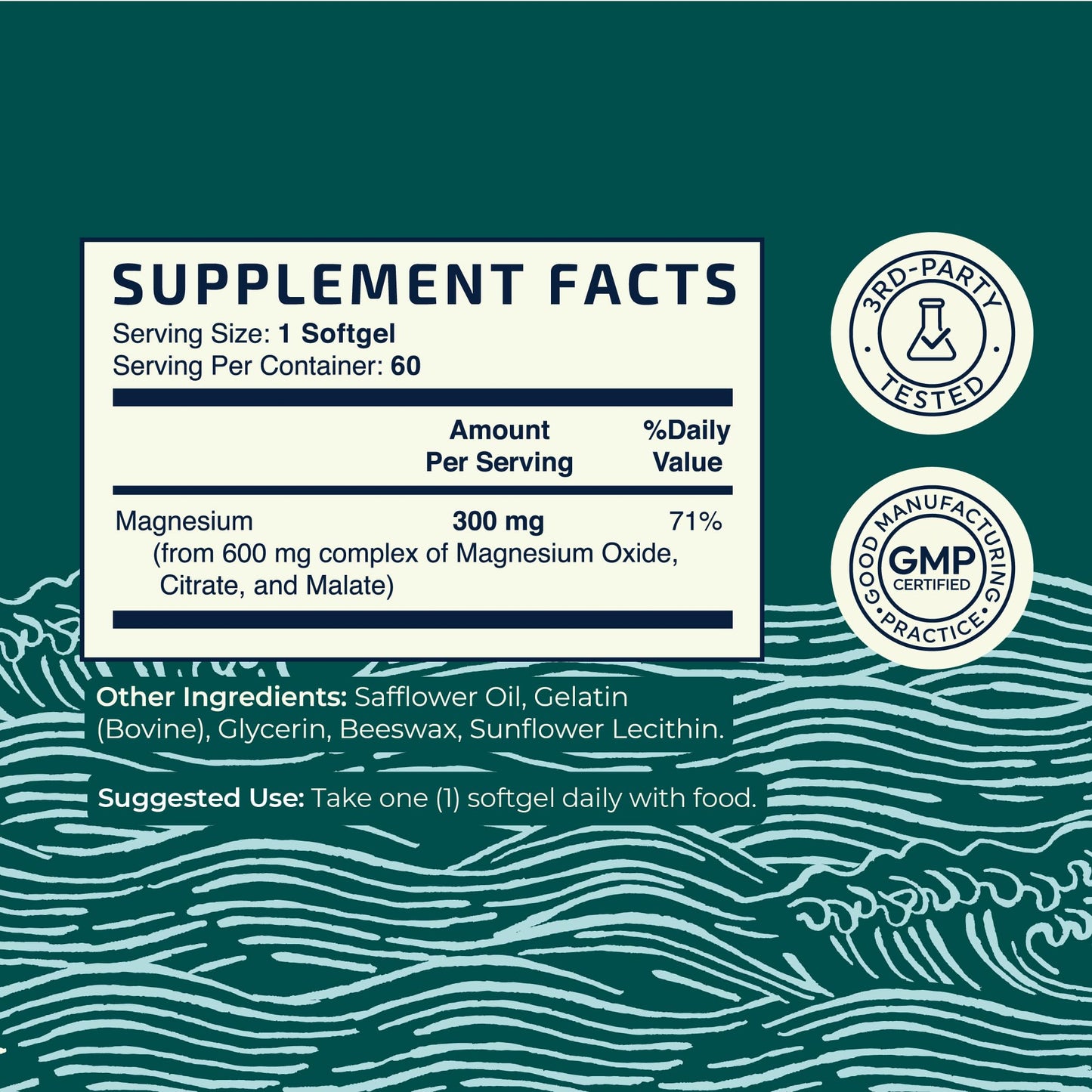 Triple Magnesium Softgels | Citrate, Malate, & Oxide | Highly Absorbable Magnesium Supplement for Digestion, Calm, Leg Cramps, & Sleep Support | 300mg Complex | Easy to Swallow Soft Gels | 60 Count - dailyvitalstore