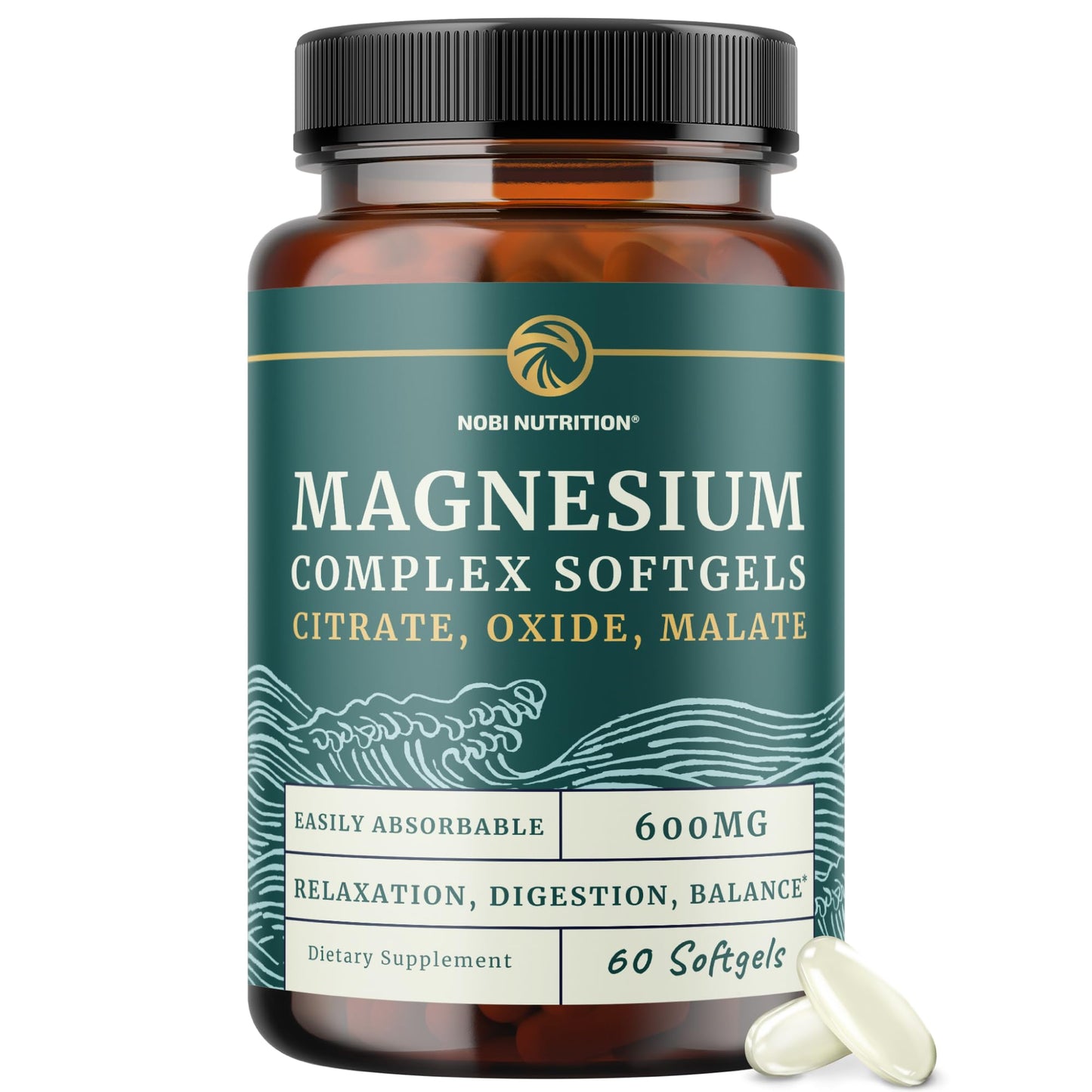 Triple Magnesium Softgels | Citrate, Malate, & Oxide | Highly Absorbable Magnesium Supplement for Digestion, Calm, Leg Cramps, & Sleep Support | 300mg Complex | Easy to Swallow Soft Gels | 60 Count - dailyvitalstore