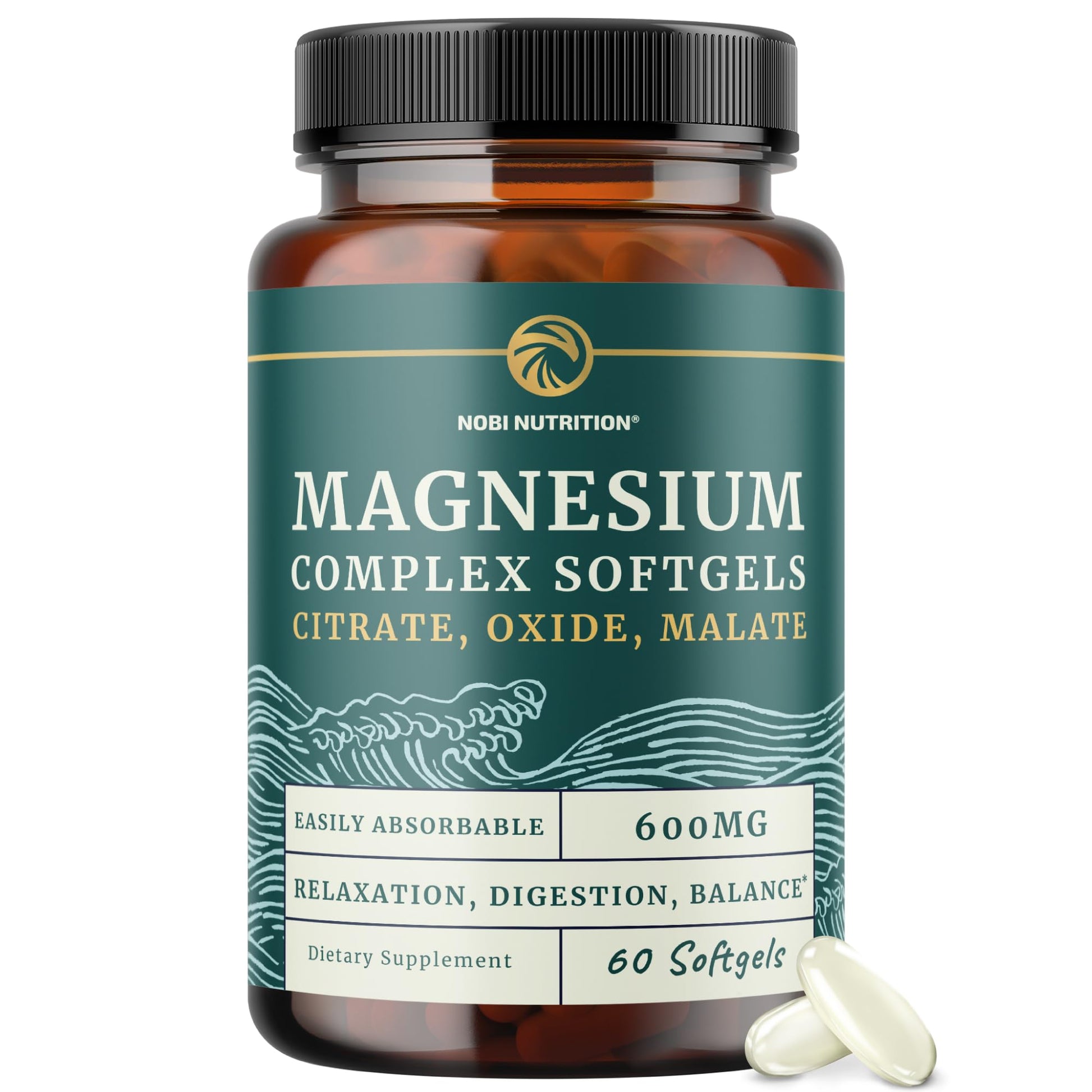 Triple Magnesium Softgels | Citrate, Malate, & Oxide | Highly Absorbable Magnesium Supplement for Digestion, Calm, Leg Cramps, & Sleep Support | 300mg Complex | Easy to Swallow Soft Gels | 60 Count - dailyvitalstore
