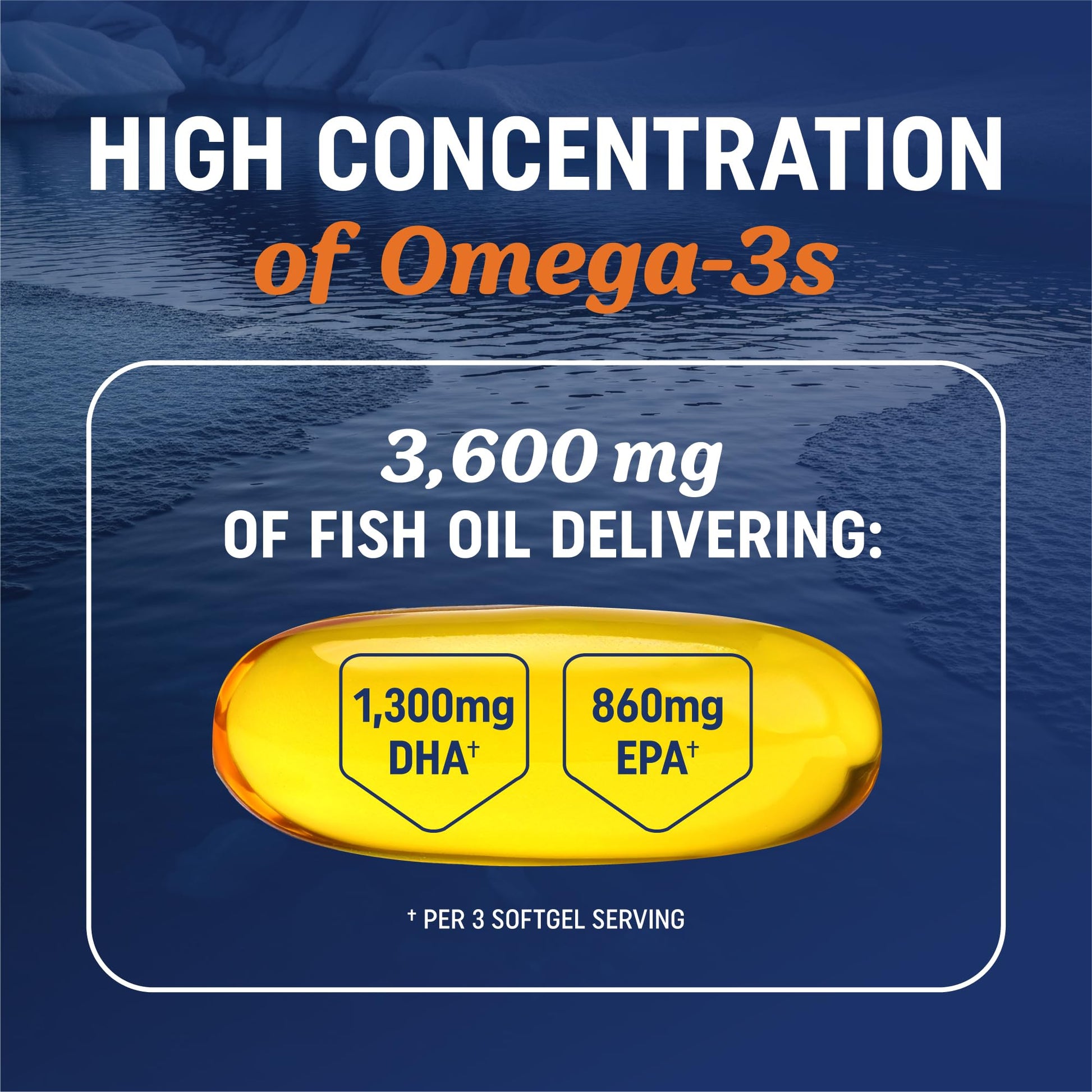 Triple Strength Omega 3 Fish Oil 3600 mg | EPA & DHA | Over 2100mg Omega-3 Fatty Acids | 1300mg EPA + 860mg DHA | Best Essential Fatty Acids | Premium Wild Caught & Burpless Fish Oil | 120 Ct - dailyvitalstore