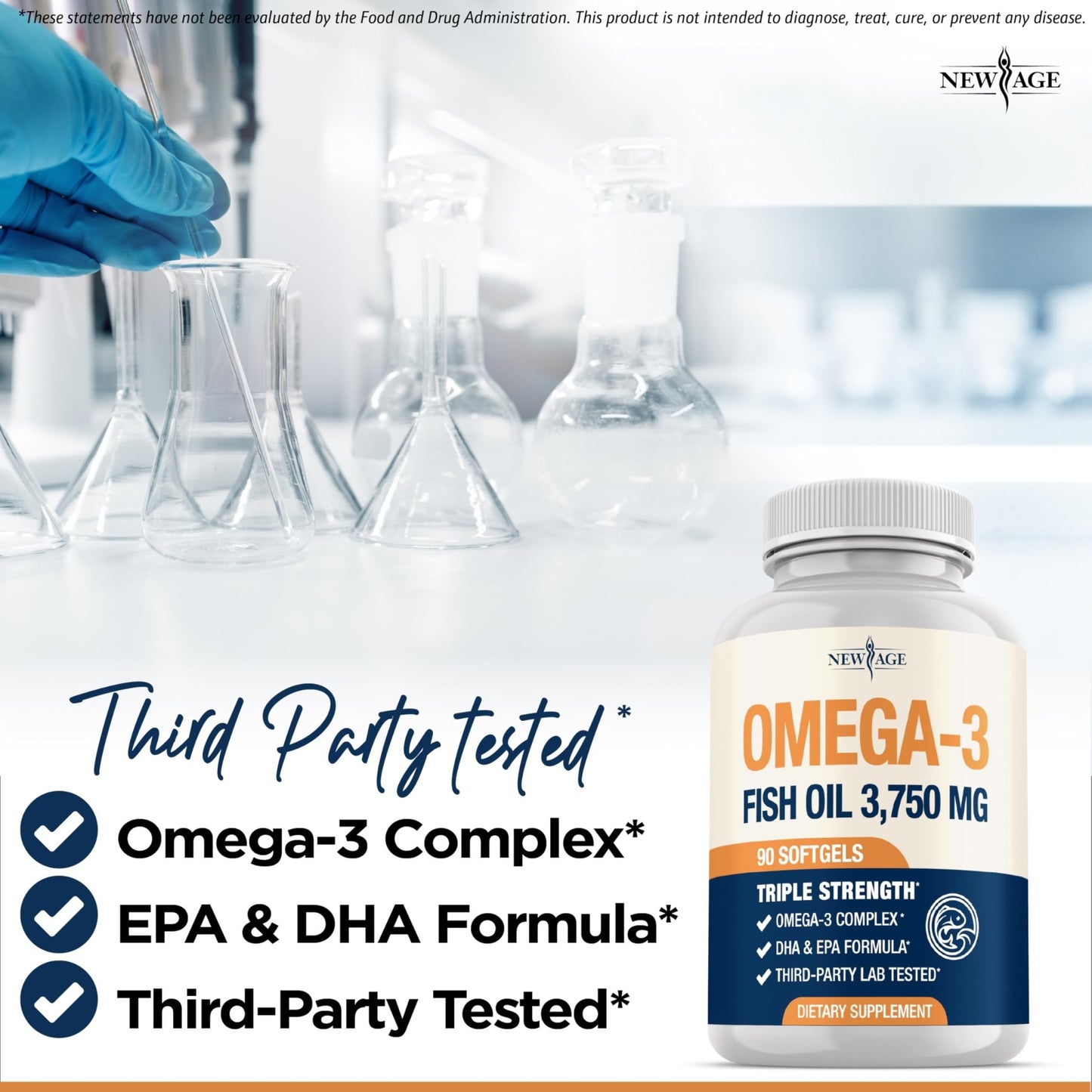 Triple Strength Omega 3 Fish Oil 3750 mg - EPA & DHA - Over 3000mg Omega-3 Fatty Acids - 1350mg EPA + 900mg DHA - Best Essential Fatty Acids, Burpless Fish Oil - 180 Count - dailyvitalstore