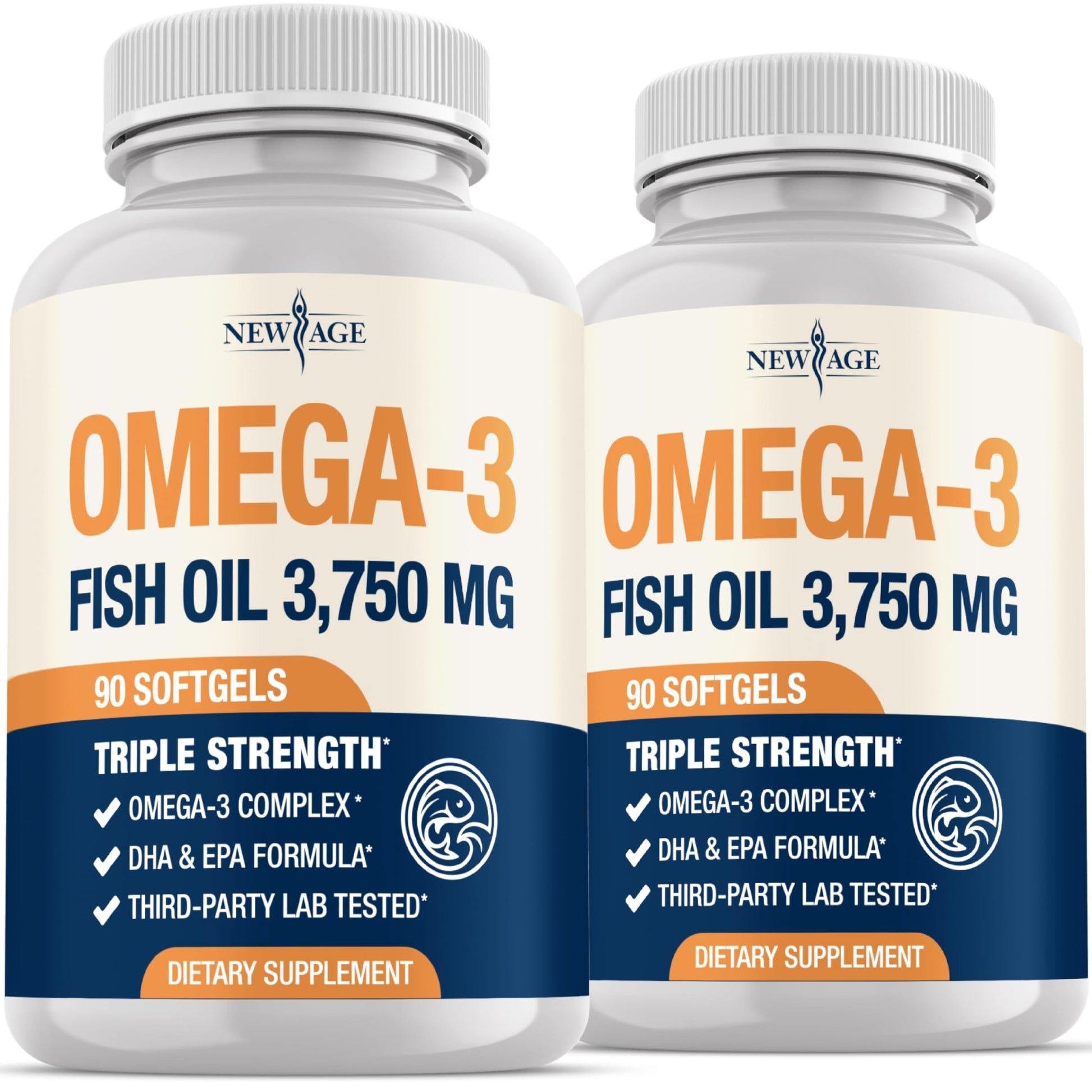 Triple Strength Omega 3 Fish Oil 3750 mg - EPA & DHA - Over 3000mg Omega-3 Fatty Acids - 1350mg EPA + 900mg DHA - Best Essential Fatty Acids, Burpless Fish Oil - 180 Count - dailyvitalstore