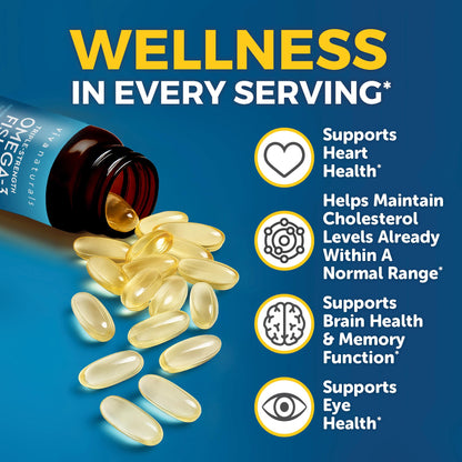 Triple Strength Omega 3 Fish Oil Supplement for Men and Women – 2500 mg High-Potency, Easy-to-Absorb Re-esterified Triglyceride Form, Pescatarian-Friendly DPA EPA DHA Omega 3 Supplement, 180 Softgels - dailyvitalstore