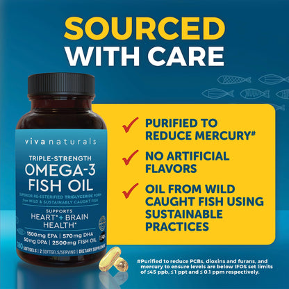 Triple Strength Omega 3 Fish Oil Supplement for Men and Women – 2500 mg High-Potency, Easy-to-Absorb Re-esterified Triglyceride Form, Pescatarian-Friendly DPA EPA DHA Omega 3 Supplement, 180 Softgels - dailyvitalstore