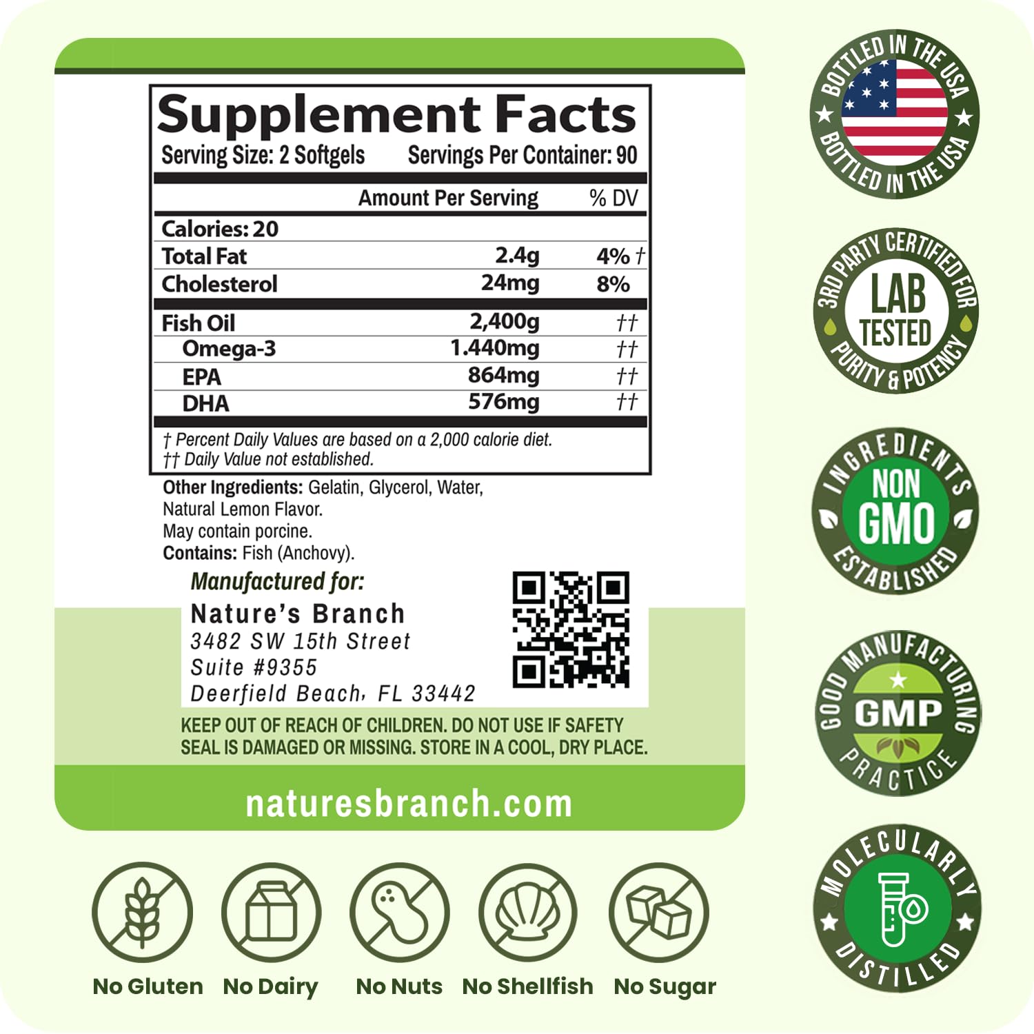 Triple Strength Omega 3 Fish Oil Supplements 2400mg | 180 Capsules, Burpless High Potency Lemon Flavor, High EPA DHA for Men & Women Ultra Pure Softgels | Joint Support, Eyes, Heart Brain Health Pills - dailyvitalstore