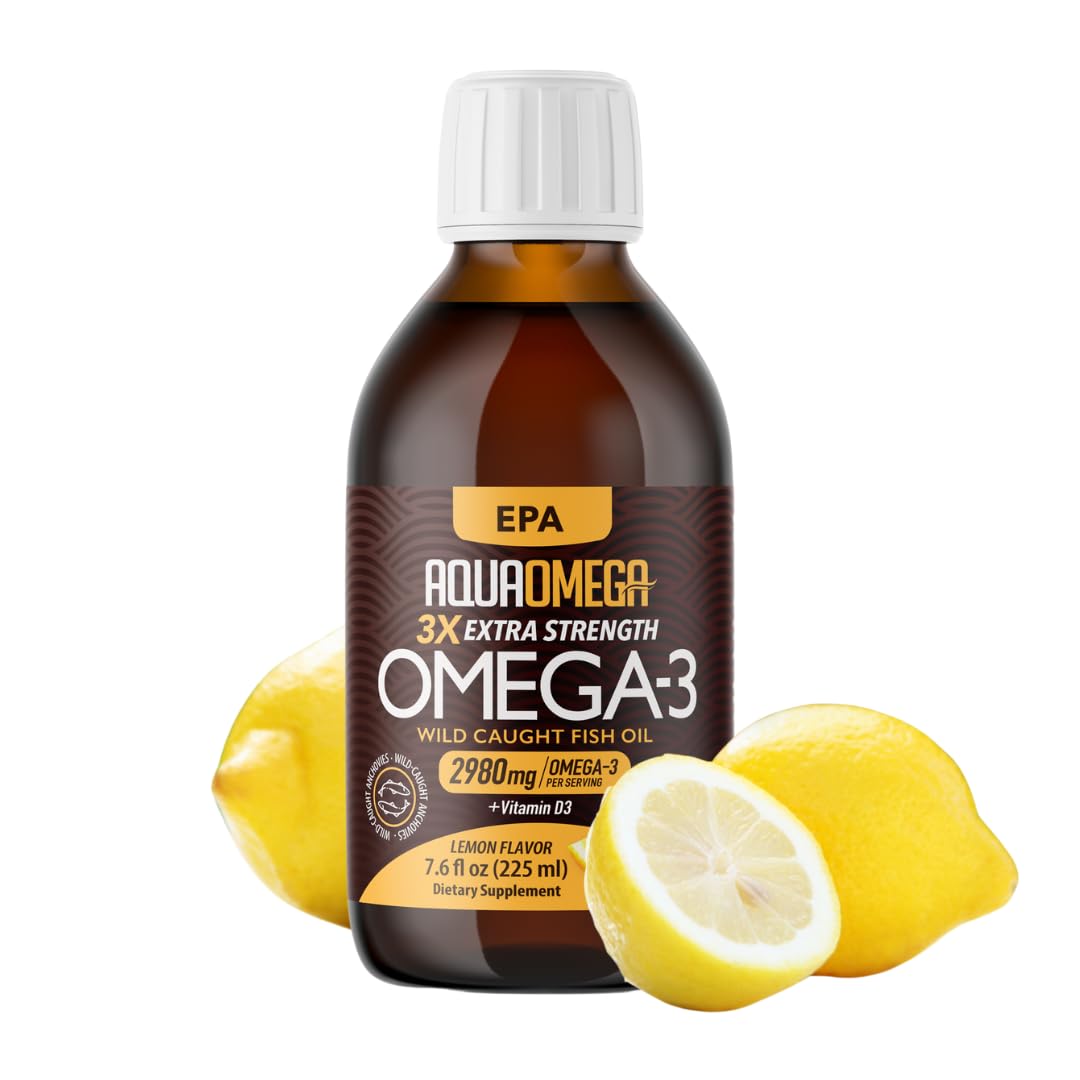 Triple Strength Omega 3 Fish Oil Supplements (2980mg), Wild Caught Fishoil, High EPA & DHA Liquid Fish Oil Omega 3 with Vitamin D, 2000mg EPA - dailyvitalstore