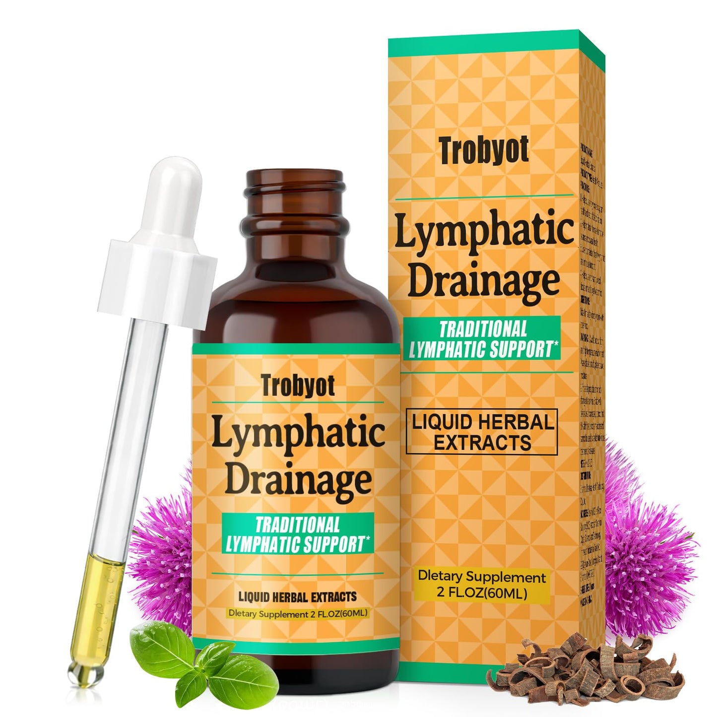 Trobyot Lymphatic Drainage Drops - Features Cleavers (Lymphatic), Prickly Ash Bark (Circulation), Red Clover Flower (Balance) - Immune Support Formula,2fl oz - dailyvitalstore
