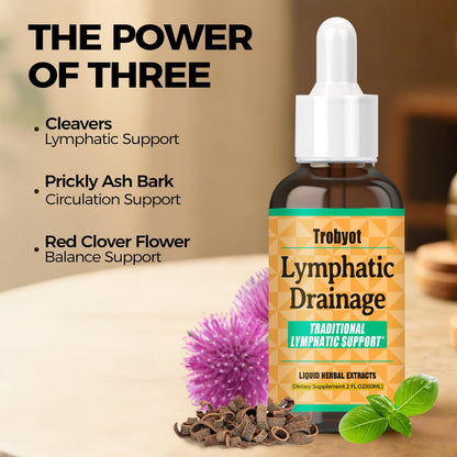 Trobyot Lymphatic Drainage Drops - Features Cleavers (Lymphatic), Prickly Ash Bark (Circulation), Red Clover Flower (Balance) - Immune Support Formula,2fl oz - dailyvitalstore