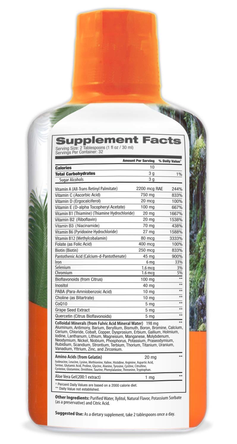 Tropical Oasis Mega Plus - Liquid Multivitamin and Mineral Supplement – Includes 85 Vitamins & Minerals, 20 Amino Acids + CoQ10, Grape Seed Extract & Organic Aloe Vera - 32oz, 32 Servings, 33460 - dailyvitalstore