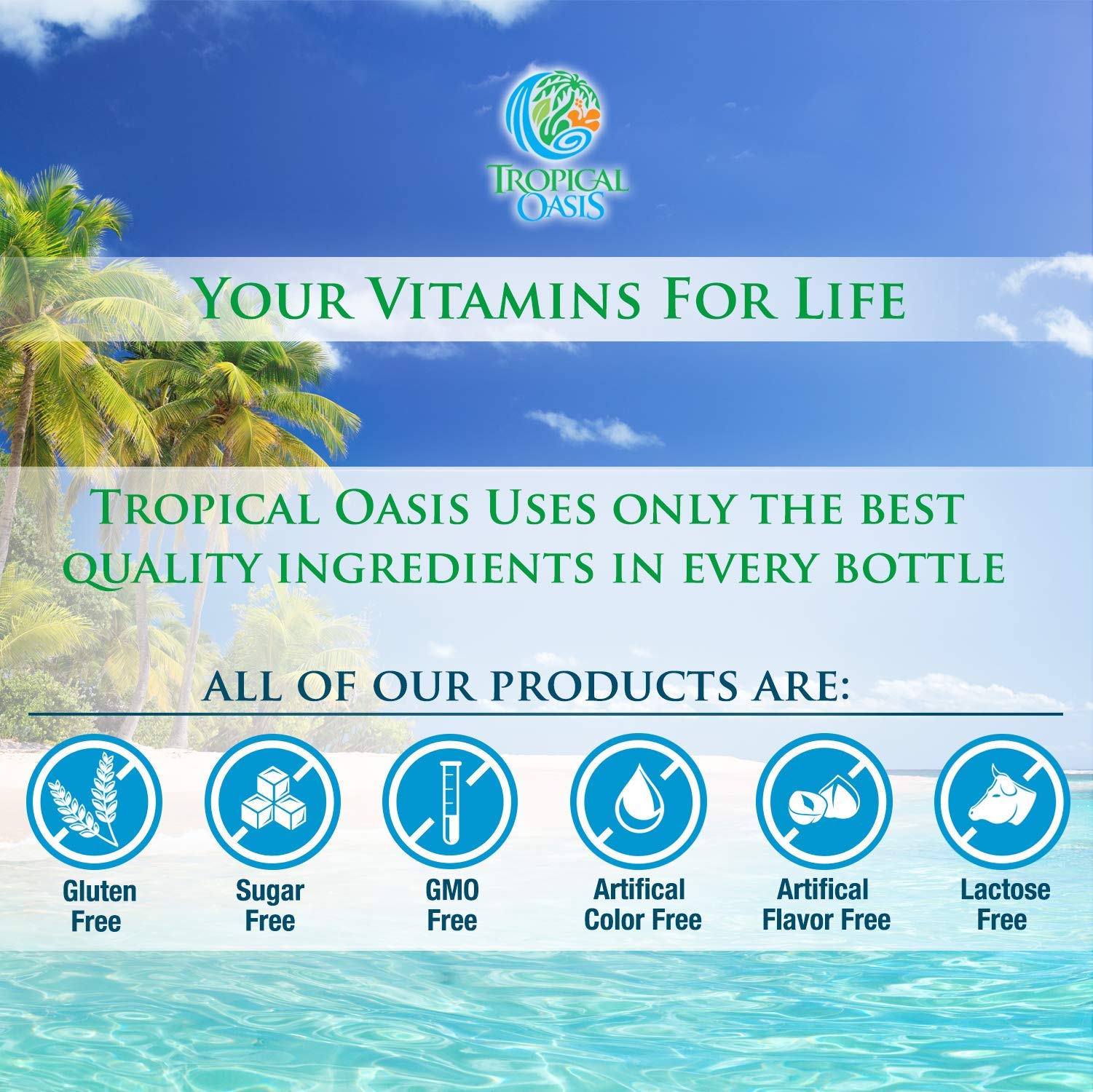 Tropical Oasis Mega Plus - Liquid Multivitamin and Mineral Supplement – Includes 85 Vitamins & Minerals, 20 Amino Acids + CoQ10, Grape Seed Extract & Organic Aloe Vera - 32oz, 32 Servings, 33460 - dailyvitalstore