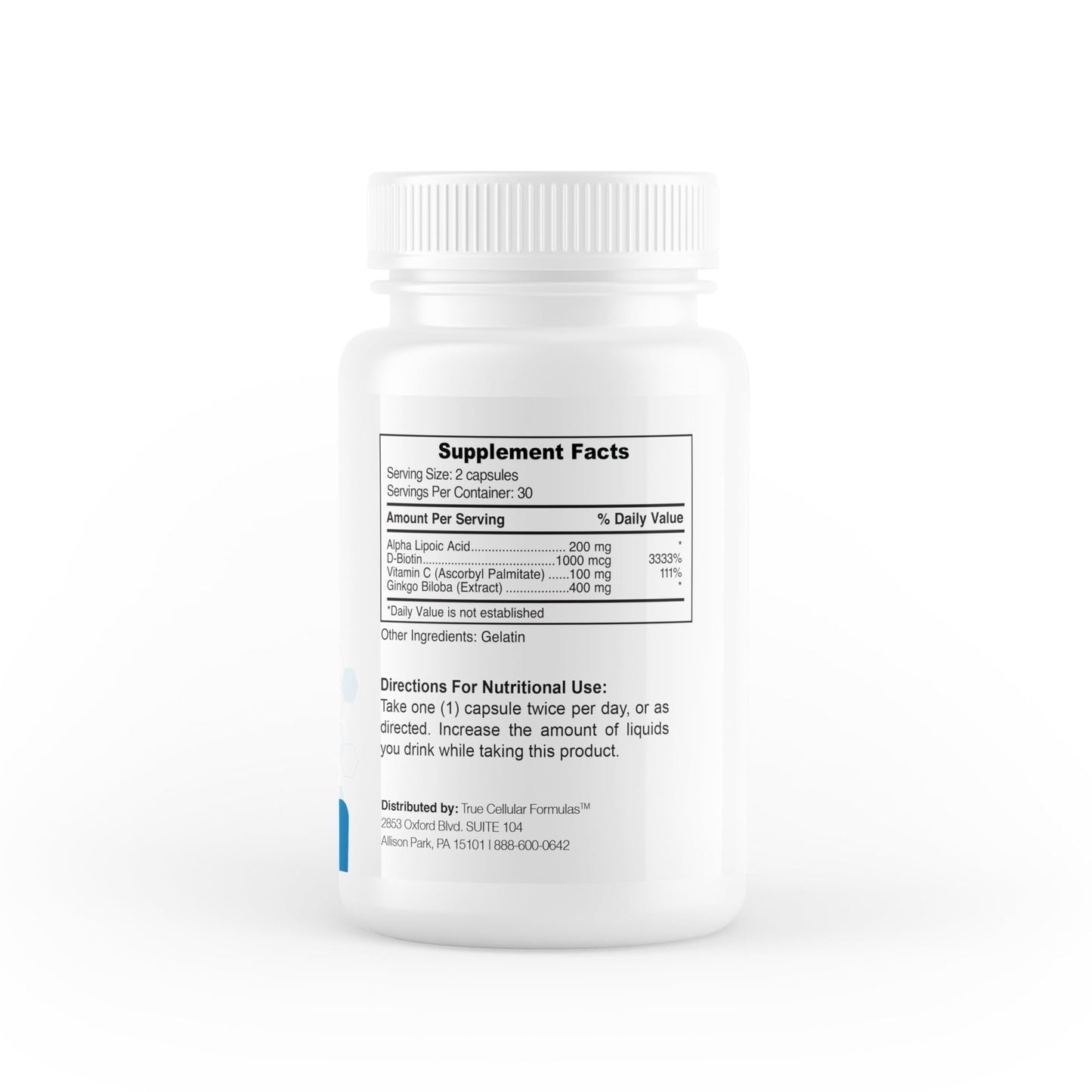 True Cellular Formulas BrainDTX - Supports Cognitive Function, Focus & Mental Clarity - Promotes Clear Thinking & Memory - with Alpha Lipoic Acid & Biotin - Antioxidant Support - 60 Capsules - dailyvitalstore