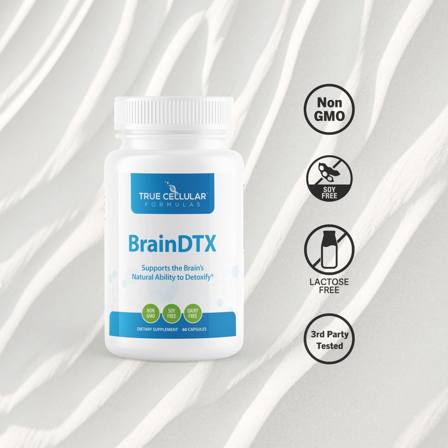True Cellular Formulas BrainDTX - Supports Cognitive Function, Focus & Mental Clarity - Promotes Clear Thinking & Memory - with Alpha Lipoic Acid & Biotin - Antioxidant Support - 60 Capsules - dailyvitalstore