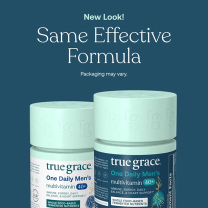 True Grace Men's 40+ One Daily Multivitamin Fermented Minerals, Organic Adaptogens & Mushrooms Whole Body Balance Immune - dailyvitalstore