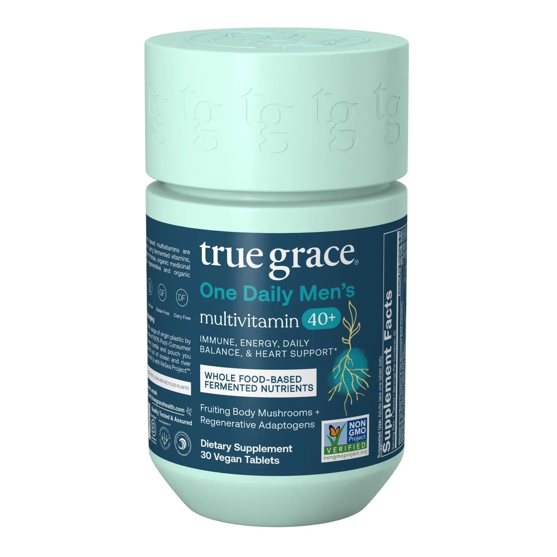 True Grace Men's 40+ One Daily Multivitamin Fermented Minerals, Organic Adaptogens & Mushrooms Whole Body Balance Immune - dailyvitalstore