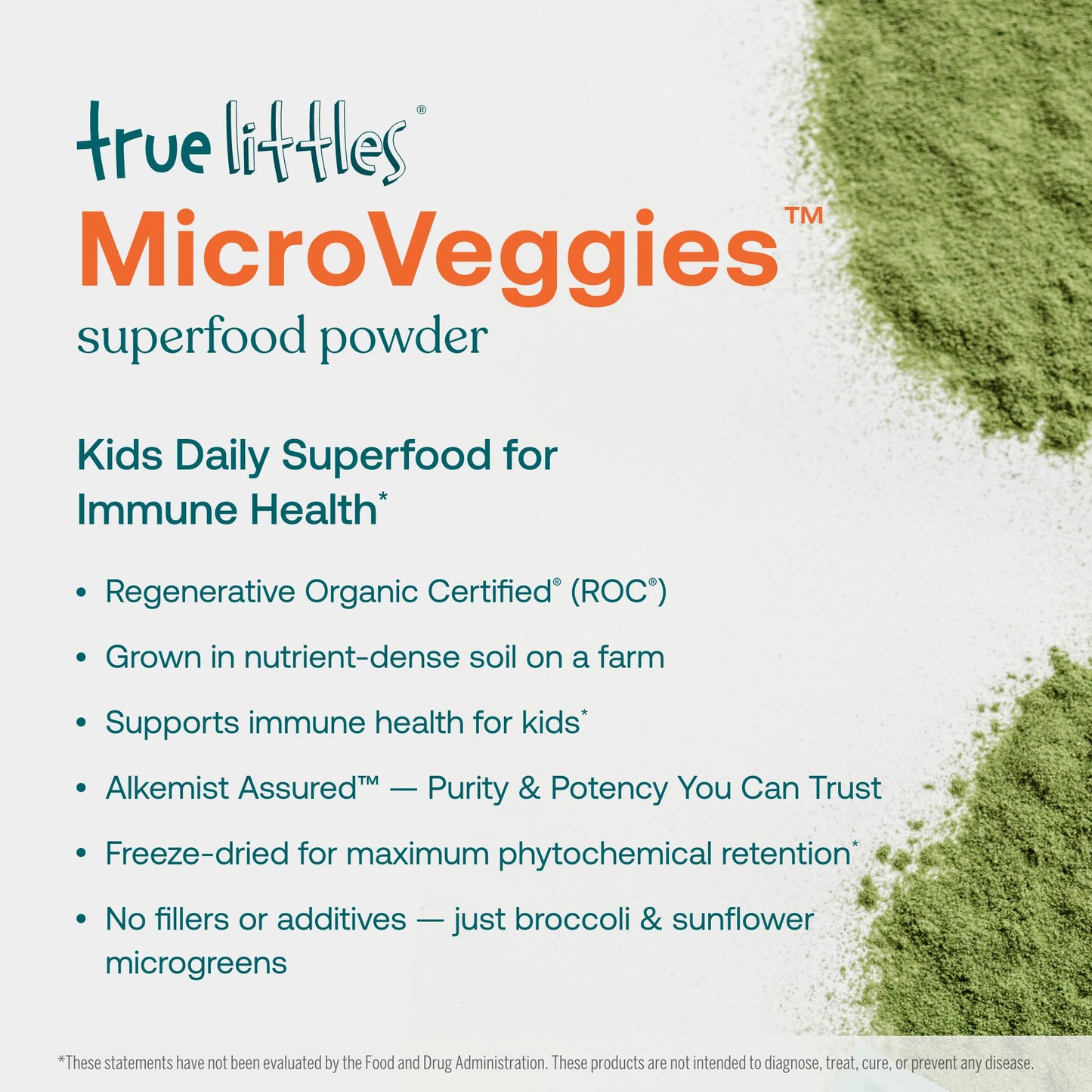 True Grace True Littles MicroVeggies - 0.4 oz - Kids Daily Superfood Powder for Immune Health - Gluten & Soy Free, Vegan, Regenerative Organic Certified - 30 Servings - dailyvitalstore