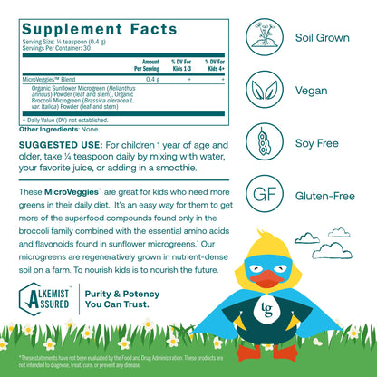 True Grace True Littles MicroVeggies - 0.4 oz - Kids Daily Superfood Powder for Immune Health - Gluten & Soy Free, Vegan, Regenerative Organic Certified - 30 Servings - dailyvitalstore