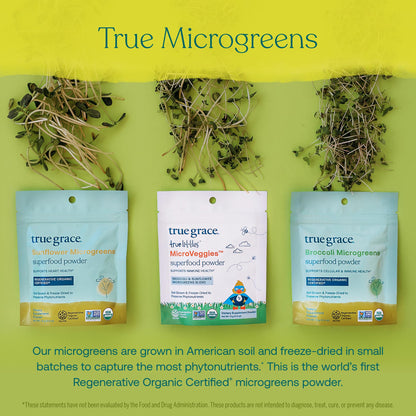 True Grace True Littles MicroVeggies - 0.4 oz - Kids Daily Superfood Powder for Immune Health - Gluten & Soy Free, Vegan, Regenerative Organic Certified - 30 Servings - dailyvitalstore