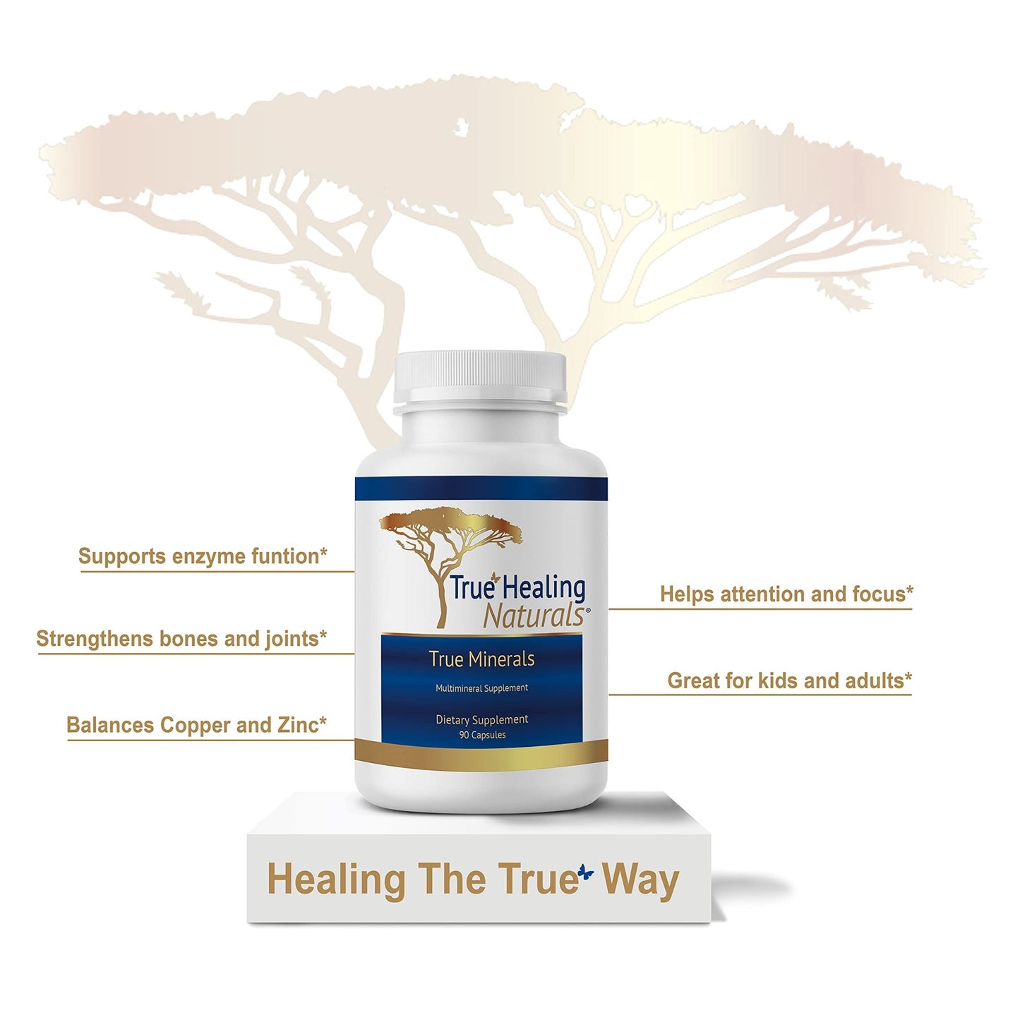 True Healing Naturals - True Minerals Supplement, Promotes Gut & Heart Health, 90 Vegetarian Capsules - dailyvitalstore
