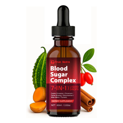 true nutra Blood Sugar Complex, 7-in-1 Formula Blood Sugar Support Supplement with Berberine, Ceylon Cinnamon, Chromium, Bitter Melon, Turmeric, Ginseng, Glucomannan (1PCS) - dailyvitalstore