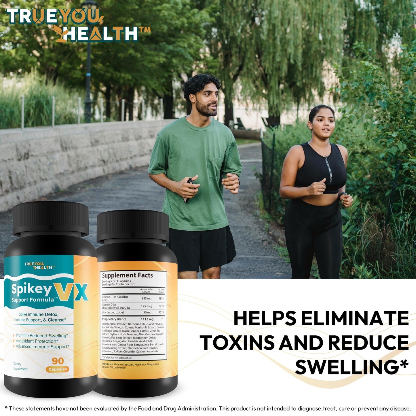 True You Health Spikey VX Support Formula - Our Best Spike Support Formula for Immune System Detox - Daily Zinc Immunity Capsules Vitamin C Immune Boost - Feel The Wellness Spike Detox The Wellness - dailyvitalstore