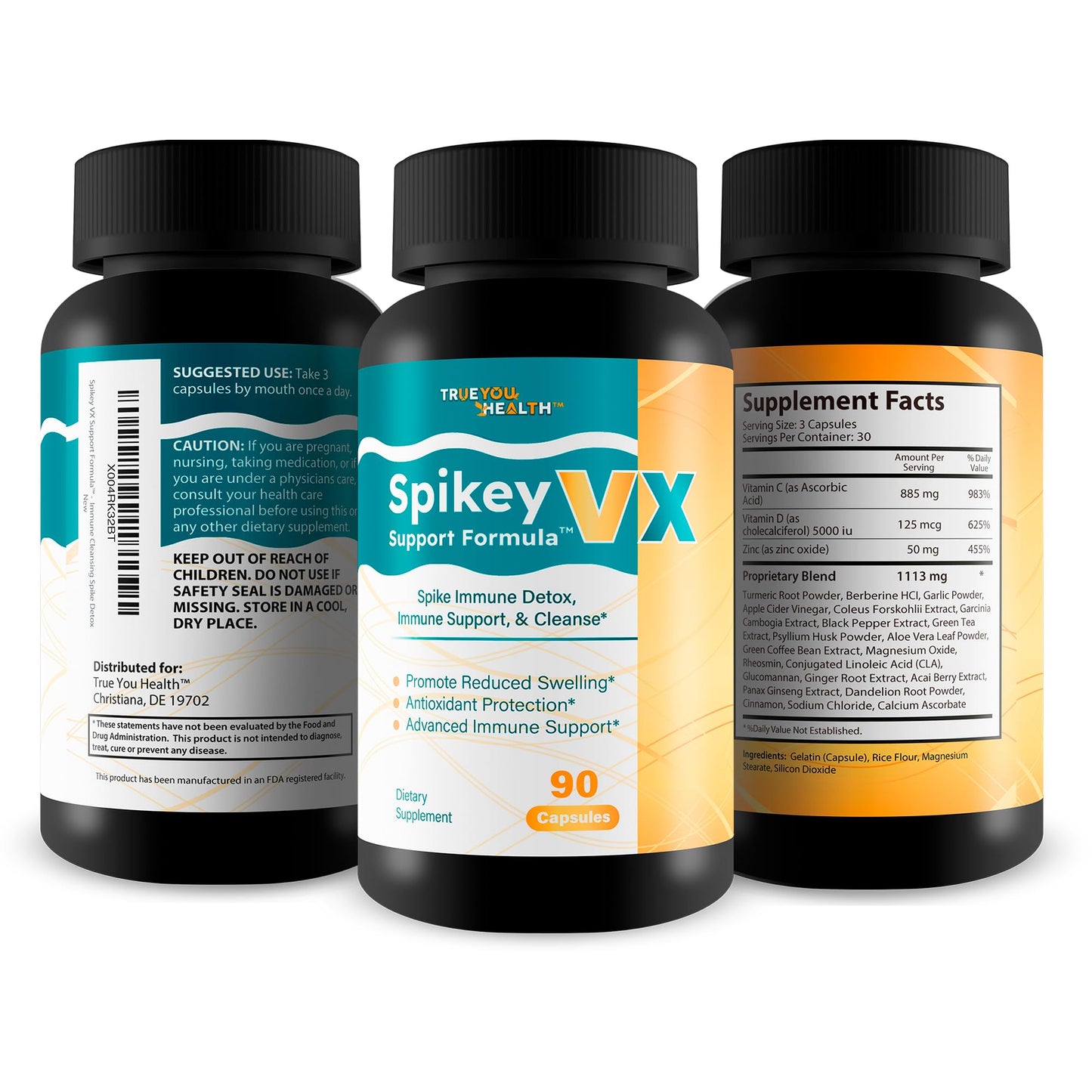 True You Health Spikey VX Support Formula - Our Best Spike Support Formula for Immune System Detox - Daily Zinc Immunity Capsules Vitamin C Immune Boost - Feel The Wellness Spike Detox The Wellness - dailyvitalstore