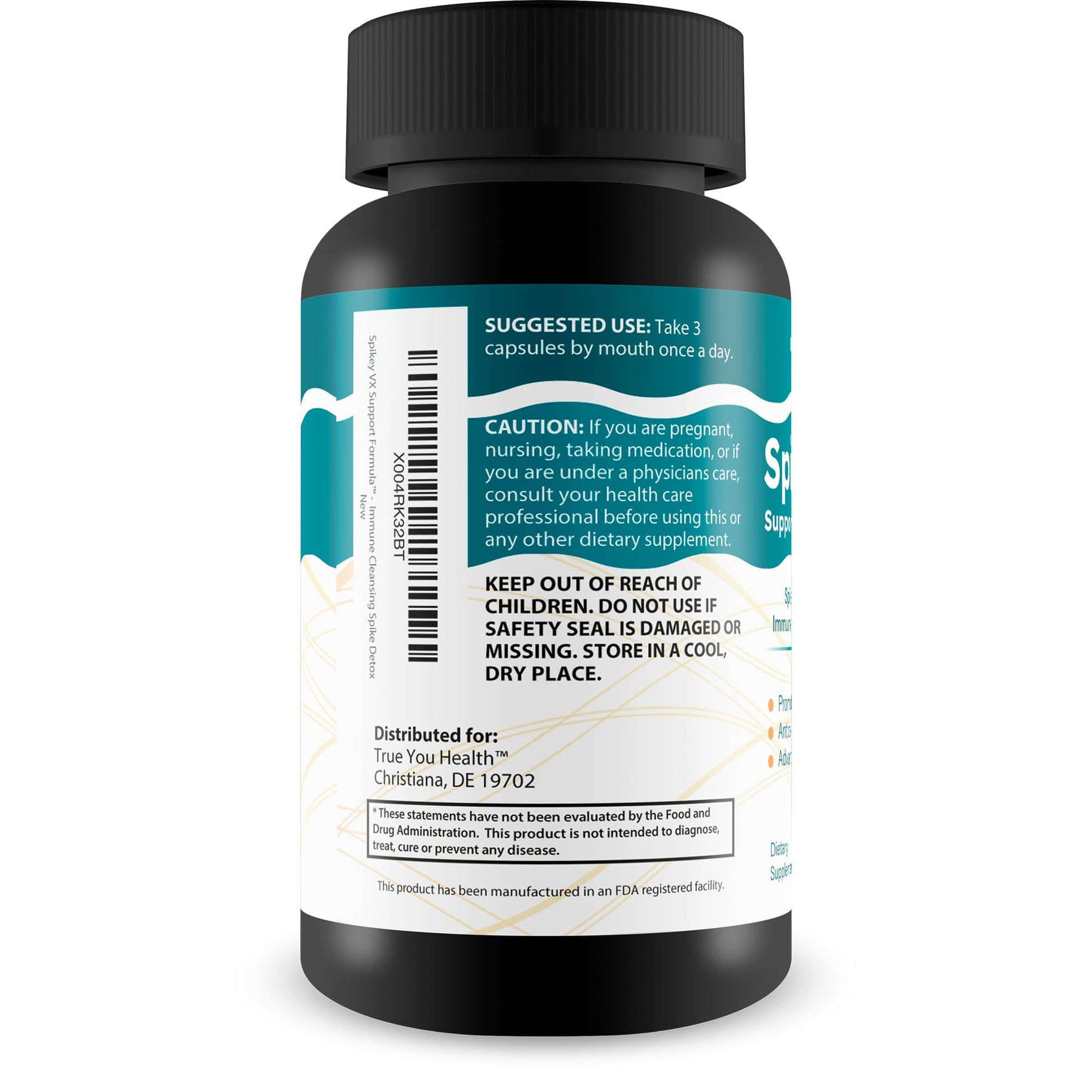 True You Health Spikey VX Support Formula - Our Best Spike Support Formula for Immune System Detox - Daily Zinc Immunity Capsules Vitamin C Immune Boost - Feel The Wellness Spike Detox The Wellness - dailyvitalstore