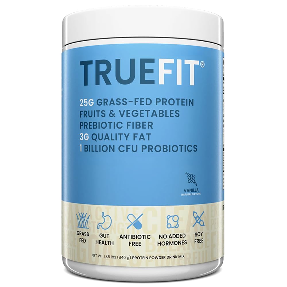 TrueFit High Fiber Protein Powder, Grass-Fed Whey Meal Replacement Shake with Prebiotics, Probiotics, & Organic Superfoods, Keto Friendly, Gluten Free - dailyvitalstore