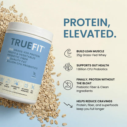 TrueFit High Fiber Protein Powder, Grass-Fed Whey Meal Replacement Shake with Prebiotics, Probiotics, & Organic Superfoods, Keto Friendly, Gluten Free - dailyvitalstore