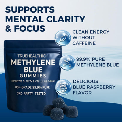 TRUEHEALTHIC Methylene Blue Gummies, for Cognitive Support & Mental Focus, Clean 5mg of Methylene Blue Per Gummy, - dailyvitalstore