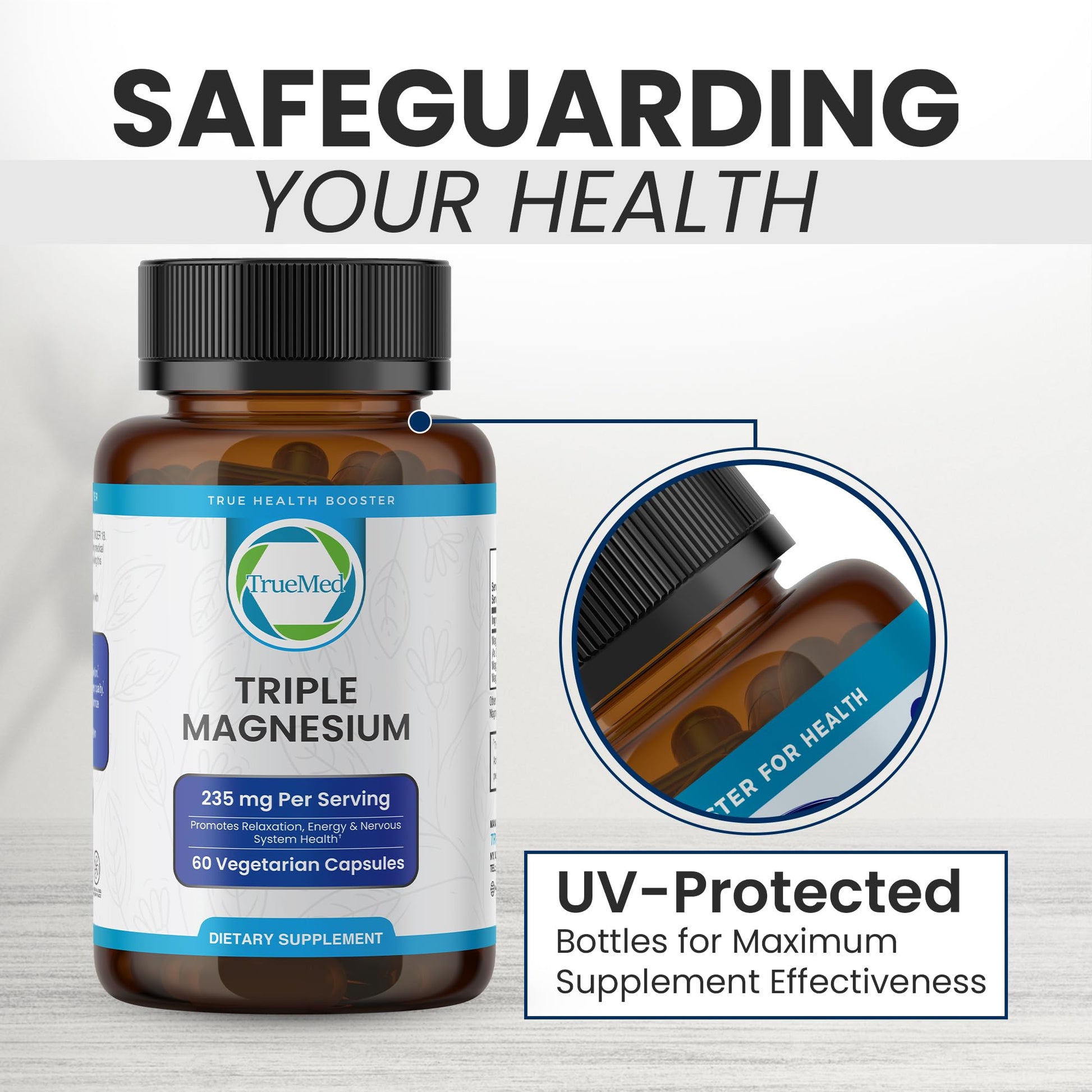 Truemed Triple Magnesium Complex Supplement 235mg with Magnesium Citrate, Malate & Lysinate Chelate | Magnesium Supplement for Sleep, Muscle Relaxation, Energy & Nerve Support | 60 Capsules, USA Made - dailyvitalstore