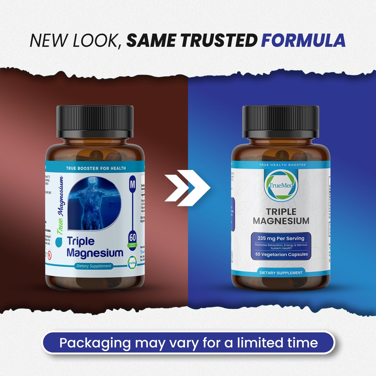 Truemed Triple Magnesium Complex Supplement 235mg with Magnesium Citrate, Malate & Lysinate Chelate | Magnesium Supplement for Sleep, Muscle Relaxation, Energy & Nerve Support | 60 Capsules, USA Made - dailyvitalstore