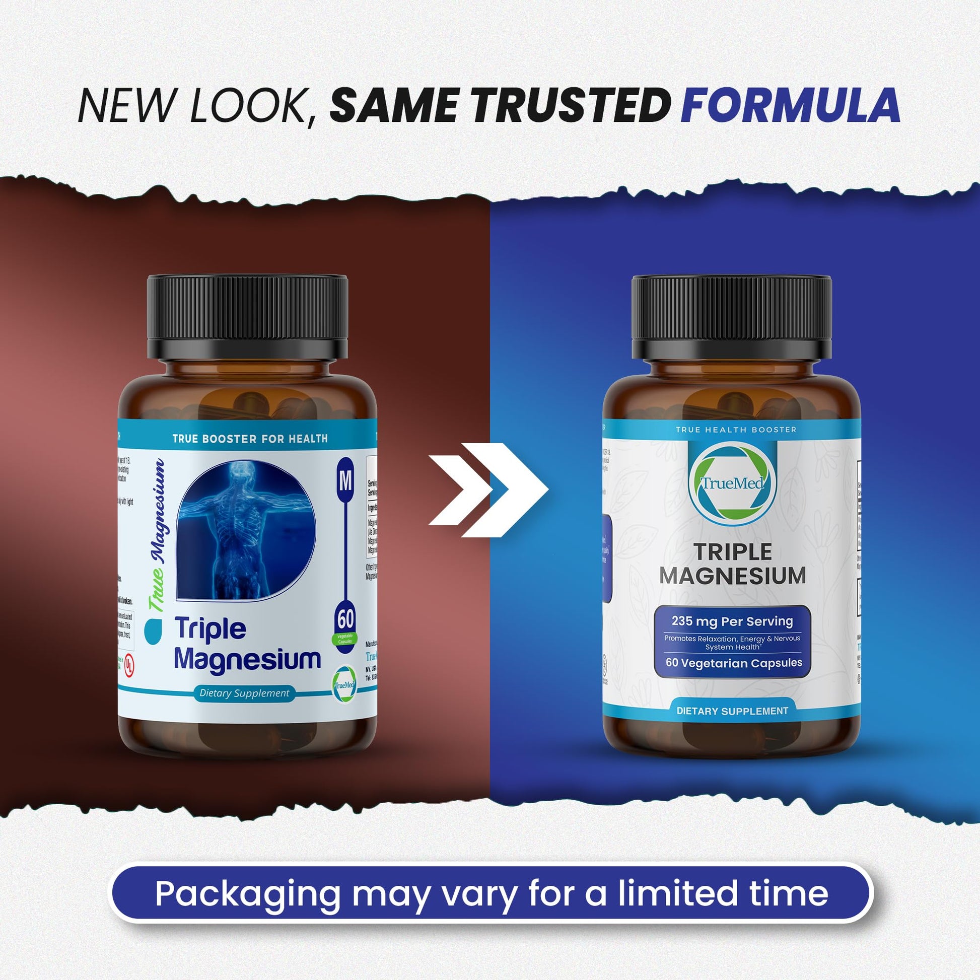 Truemed Triple Magnesium Complex Supplement 235mg with Magnesium Citrate, Malate & Lysinate Chelate | Magnesium Supplement for Sleep, Muscle Relaxation, Energy & Nerve Support | 60 Capsules, USA Made - dailyvitalstore