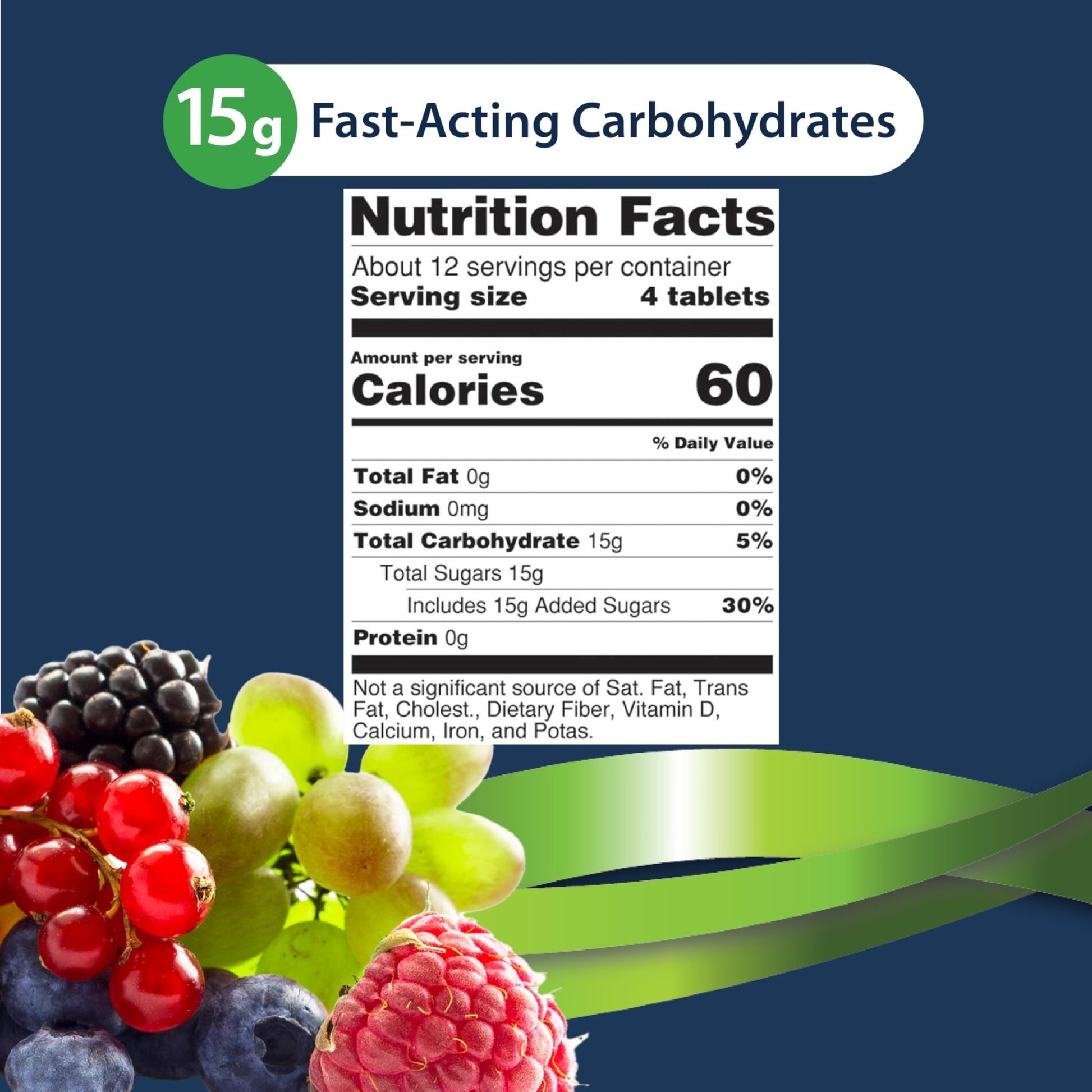 TRUEplus Glucose Tablets, Chewable, Grape, Raspberry, Orange Flavors, 15g Fast-Acting Carbohydrates, Fat Free, Gluten Free, Boost Energy, 50 Count - dailyvitalstore
