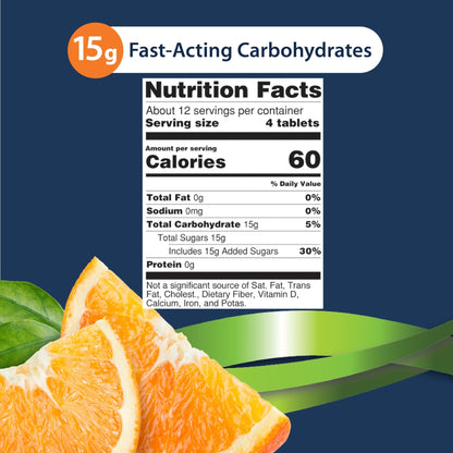 TRUEplus Glucose Tablets, Chewable, Orange Flavor, 15g Fast-Acting Carbohydrates, Fat Free, Gluten Free, Boost Energy, 50 Count, 3 Bottles - dailyvitalstore