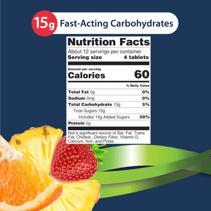 TRUEplus Glucose Tablets, Chewable, Tropical Fruit Flavor, 15g Fast-Acting Carbohydrates, Fat Free, Gluten Free, Boost Energy, 50 Count, 3 Bottles - dailyvitalstore
