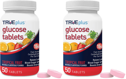 TRUEplus® Glucose Tablets, Tropical Fruit Flavor - 50ct Bottle (Pack of 2) - dailyvitalstore