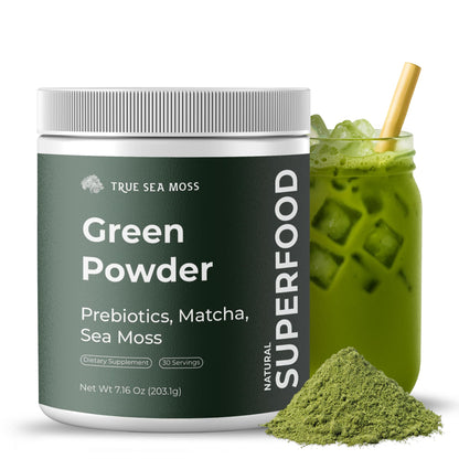 TrueSeaMoss Super Greens Powder with Matcha for Digestive & Gut Health – 25 Superfoods with Probiotics, Prebiotics, Enzymes & Sea Moss – Vegan Superfood Powder for Bloating & Regularity - 30 Servings - dailyvitalstore