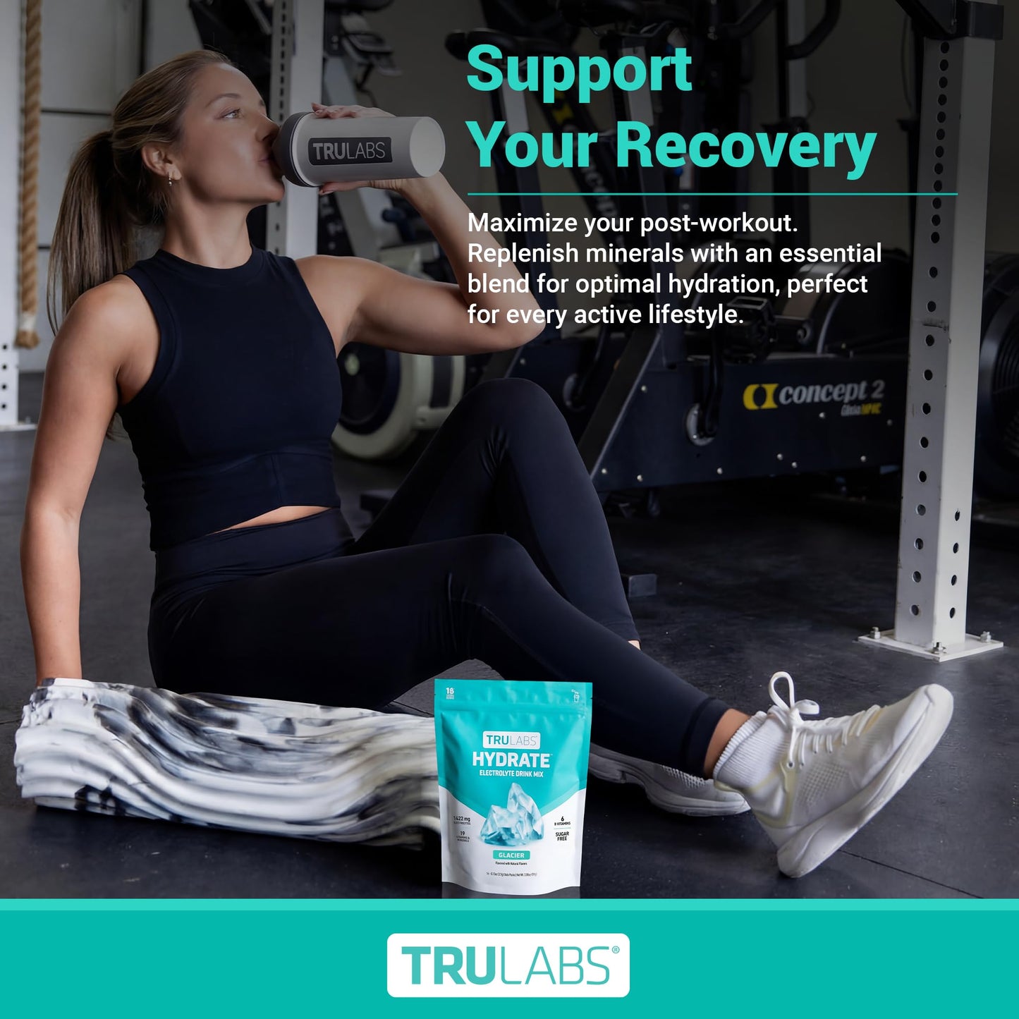 TRULABS Hydrate Electrolyte Drink Mix – Glacier Flavor, Sugar-Free Hydration Packets with 1422 mg Electrolytes & 19 Vitamins & Minerals, Monk Fruit Sweetened, On-the-Go Sticks (16 Count) - dailyvitalstore