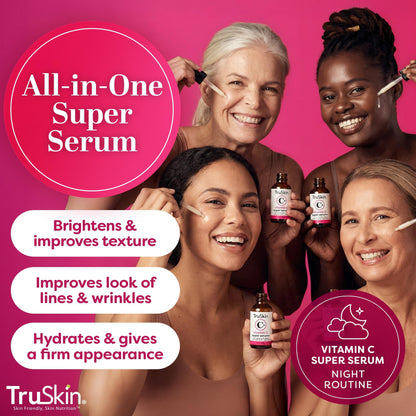TruSkin Vitamin C Super Serum for Face - Five Skin Benefits in One Serum with Vitamin C, Retinol, Niacinamide, Hyaluronic Acid & Squalane - dailyvitalstore