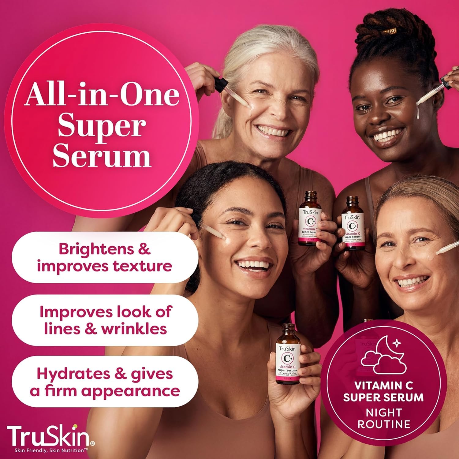TruSkin Vitamin C Super Serum for Face - Five Skin Benefits in One Serum with Vitamin C, Retinol, Niacinamide, Hyaluronic Acid & Squalane - dailyvitalstore