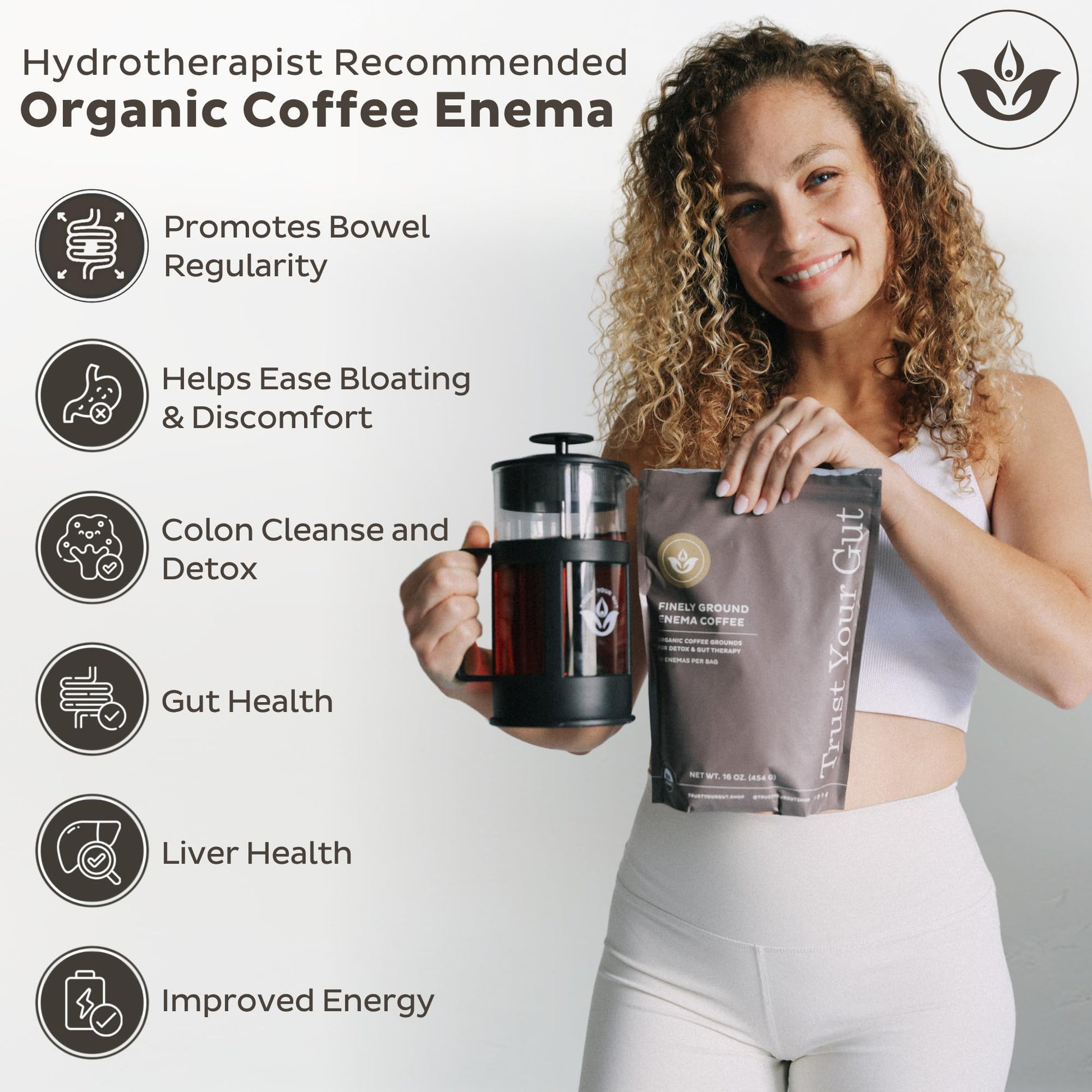 Trust Your Gut Organic Ground Coffee Enema for Detox and Gut Health, Mold Free Colon Cleanse Gerson Enema Coffee Women and Men, 40 Enemas per Bag - 1lb - dailyvitalstore