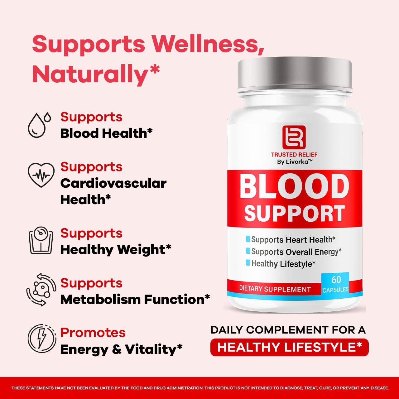 Trusted Relief Blood Support Capsules - Official TrustedRelief Blood Support Vitamin Pills, Natural Trusted Relief Advanced Premium Formula Wellness & Overal Health, 60 Capsules for 1 Month - dailyvitalstore
