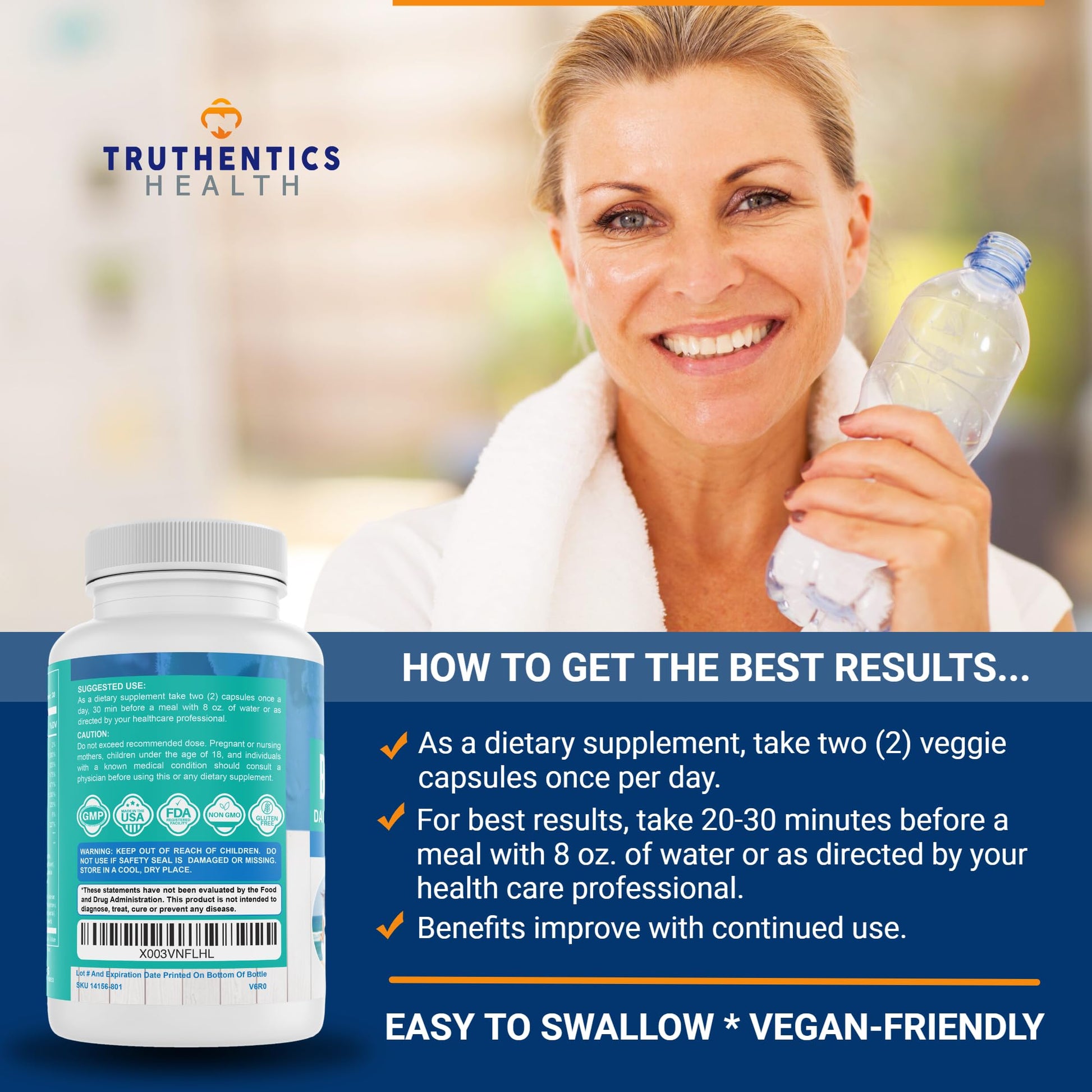 TRUTHENTICS Bye-Bye Stress - Stress & Mood Support Supplement for Women with Ashwagandha, GABA, Lemon Balm, L-Theanin & Vitamin B Complex - Vegan - 60 Capsules - dailyvitalstore